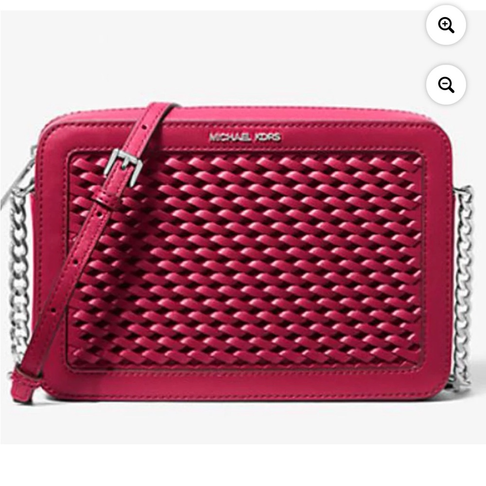 Michael Kors Raspberry Woven Crossbody Bag